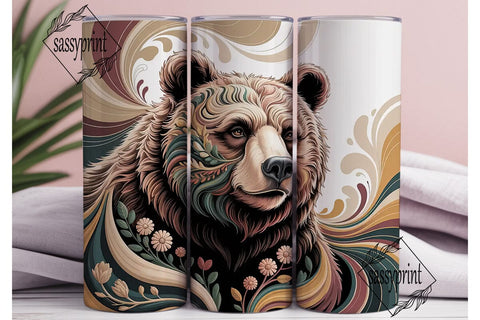 Mystical Bear 20oz Tumbler Wrap Sublimation sassyprint 