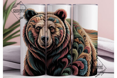Mystical Bear 20oz Tumbler Wrap Sublimation sassyprint 