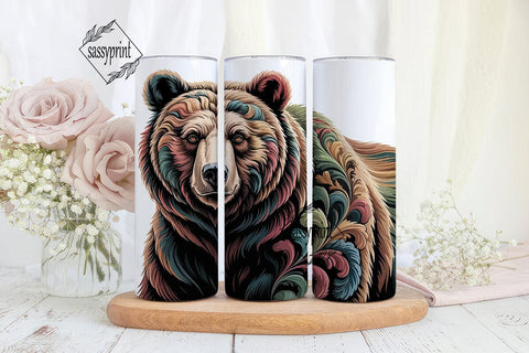 Mystical Bear 20oz Tumbler Wrap Sublimation sassyprint 