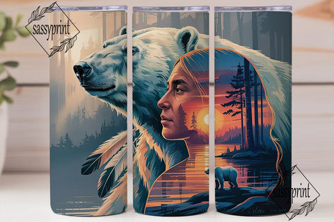 Mystical Bear & Sunset 20oz Tumbler Wrap Sublimation sassyprint 