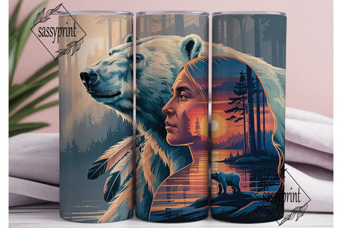 Mystical Bear & Sunset 20oz Tumbler Wrap Sublimation sassyprint 