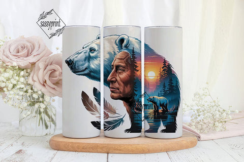 Mystical Bear & Sunset 20oz Tumbler Wrap Sublimation sassyprint 