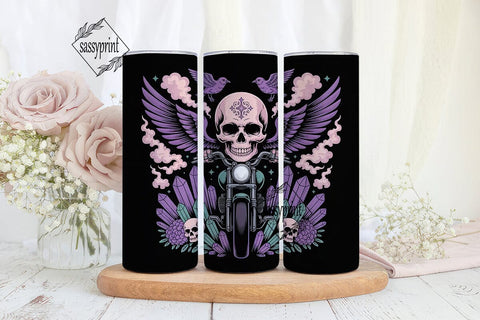 Mystical Biker Skull 20oz Tumbler Wrap Sublimation sassyprint 