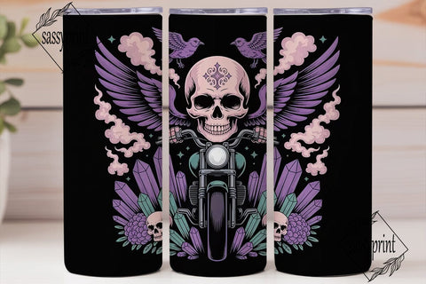 Mystical Biker Skull 20oz Tumbler Wrap Sublimation sassyprint 