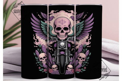 Mystical Biker Skull 20oz Tumbler Wrap Sublimation sassyprint 
