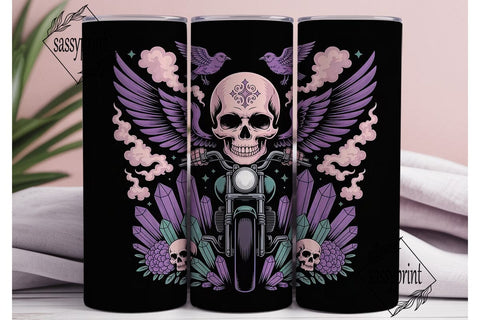 Mystical Biker Skull 20oz Tumbler Wrap Sublimation sassyprint 