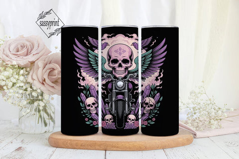 Mystical Biker Skull 20oz Tumbler Wrap Sublimation sassyprint 