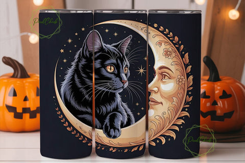 Mystical Black Cat 20oz Tumbler Wrap Sublimation PixelChick 
