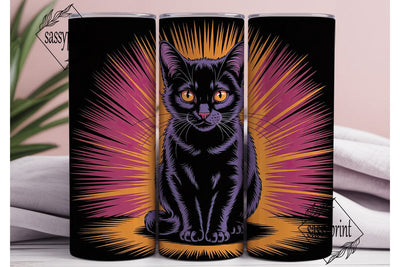 Mystical Black Cat 20oz Tumbler Wrap Sublimation sassyprint 