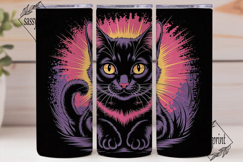 Mystical Black Cat 20oz Tumbler Wrap Sublimation sassyprint 
