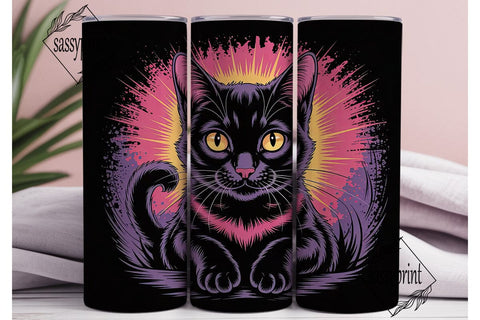Mystical Black Cat 20oz Tumbler Wrap Sublimation sassyprint 