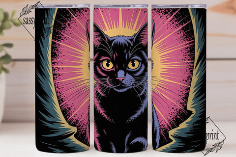 Mystical Black Cat 20oz Tumbler Wrap Sublimation sassyprint 