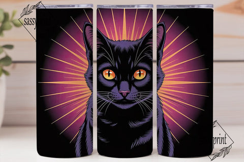 Mystical Black Cat 20oz Tumbler Wrap Sublimation sassyprint 