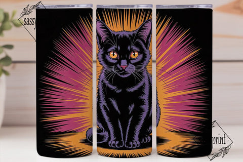 Mystical Black Cat 20oz Tumbler Wrap Sublimation sassyprint 