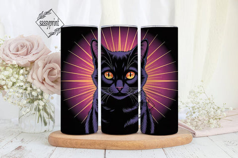 Mystical Black Cat 20oz Tumbler Wrap Sublimation sassyprint 