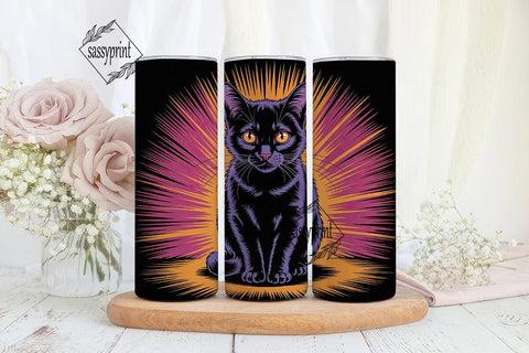 Mystical Black Cat 20oz Tumbler Wrap Sublimation sassyprint 