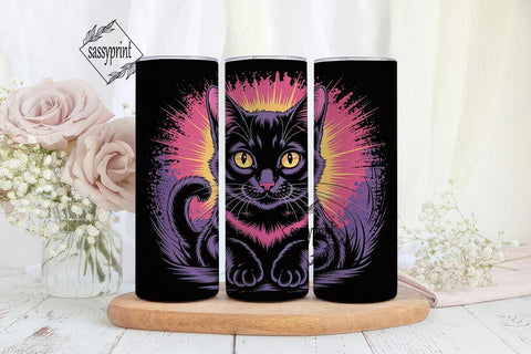 Mystical Black Cat 20oz Tumbler Wrap Sublimation sassyprint 