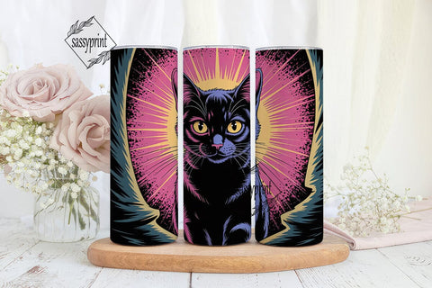 Mystical Black Cat 20oz Tumbler Wrap Sublimation sassyprint 