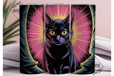 Mystical Black Cat 20oz Tumbler Wrap Sublimation sassyprint 