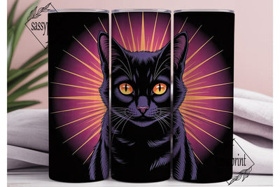Mystical Black Cat 20oz Tumbler Wrap Sublimation sassyprint 