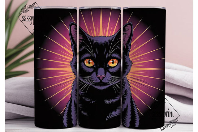 Mystical Black Cat 20oz Tumbler Wrap Sublimation sassyprint 