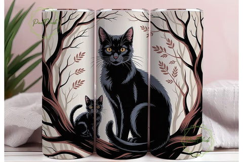 Mystical Black Cats 20oz Tumbler Wrap Sublimation PixelChick 