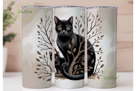Mystical Black Cats 20oz Tumbler Wrap Sublimation PixelChick 