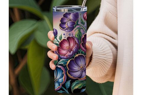 Mystical Bloom 20oz Tumbler Wrap Sublimation DesignSVG 
