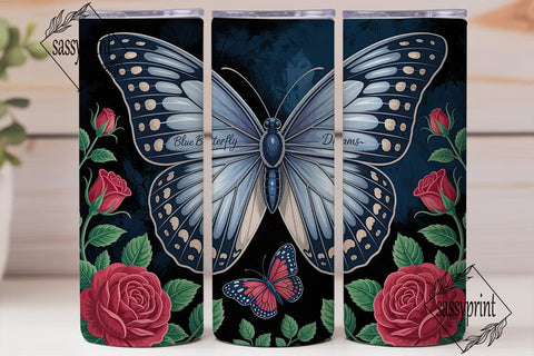 Mystical Blue Butterfly 20oz Tumbler Sublimation sassyprint 
