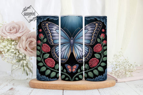 Mystical Blue Butterfly 20oz Tumbler Sublimation sassyprint 