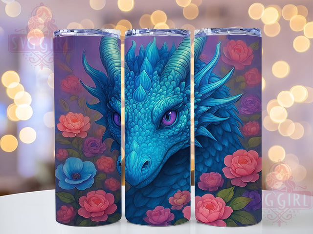 Mystical Blue Dragon Fantasy Tumbler Wrap, Mythical Creature Art, Blue Beast Design, Fantasy Lover Gift, Dragon Scale Pattern, Mystical Beast Theme, Medieval Dragon Art Sublimation SvggirlplusArt 