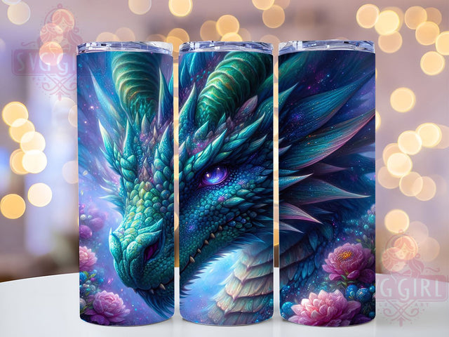 Mystical Blue Dragon Fantasy Tumbler Wrap, Mythical Creature Art, Blue Beast Design, Fantasy Lover Gift, Dragon Scale Pattern, Mystical Beast Theme, Medieval Dragon Art Sublimation SvggirlplusArt 