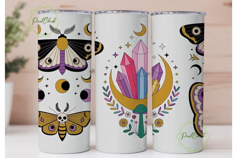 Mystical Boho Moths 20oz Tumbler Wrap Sublimation PixelChick 