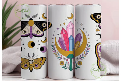 Mystical Boho Moths 20oz Tumbler Wrap Sublimation PixelChick 