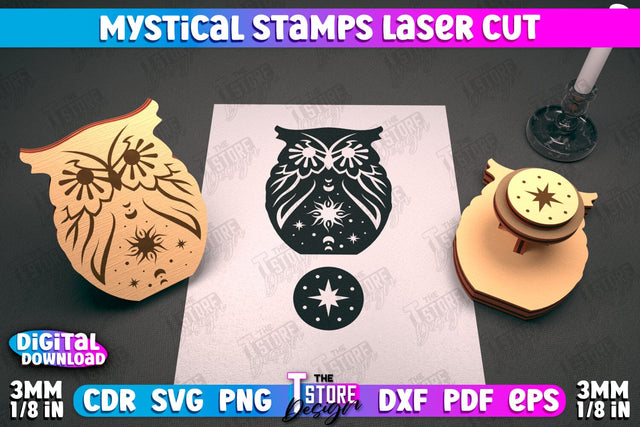 Mystical Book Stamp Laser Cut SVG |3d Magic Stamp Laser Cut SVG The T Store Design 