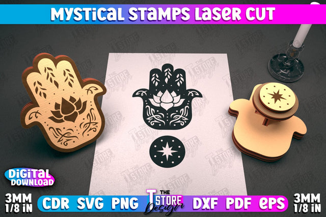 Mystical Book Stamp Laser Cut SVG |3d Magic Stamp Laser Cut SVG The T Store Design 