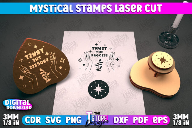 Mystical Book Stamp Laser Cut SVG |3d Magic Stamp Laser Cut SVG The T Store Design 