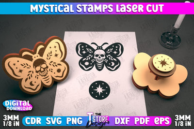 Mystical Book Stamp Laser Cut SVG |3d Magic Stamp Laser Cut SVG The T Store Design 