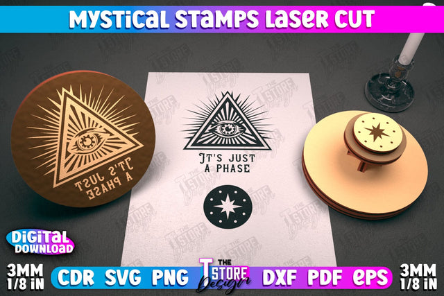 Mystical Book Stamp Laser Cut SVG |3d Magic Stamp Laser Cut SVG The T Store Design 