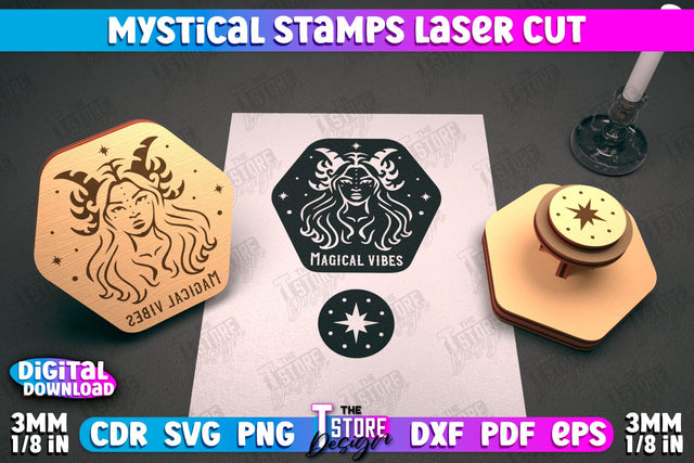 Mystical Book Stamp Laser Cut SVG |3d Magic Stamp Laser Cut SVG The T Store Design 