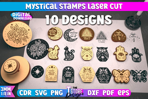 Mystical Book Stamp Laser Cut SVG Bundle | Spiritual Stamp Laser Cut SVG The T Store Design 