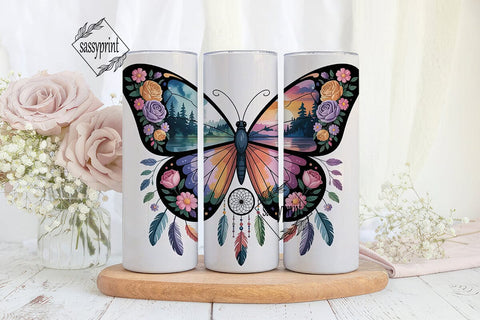 Mystical Butterfly Dreamcatcher Tumbler Sublimation sassyprint 