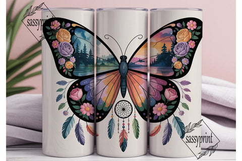 Mystical Butterfly Dreamcatcher Tumbler Sublimation sassyprint 
