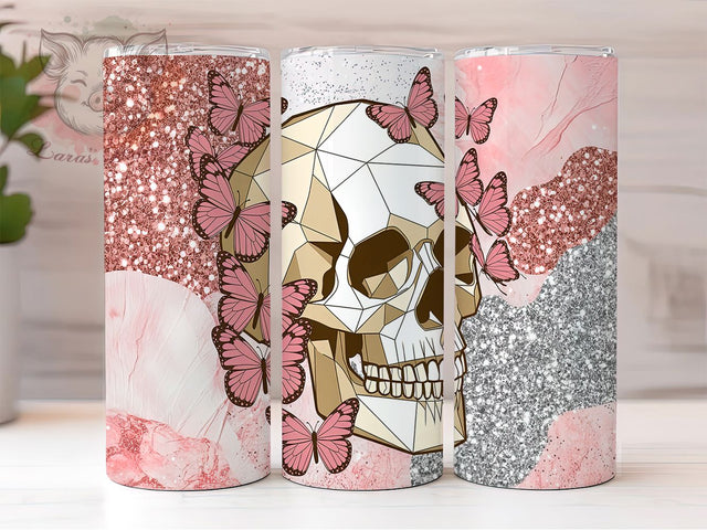 Mystical Butterfly Skull Tumbler Wrap, Mystical Design, Gothic Butterfly, Enchanted Skull, Sublimation Template, 20oz Tumbler Wrap, Fantasy Skull Gift Sublimation Lara' s Designs 