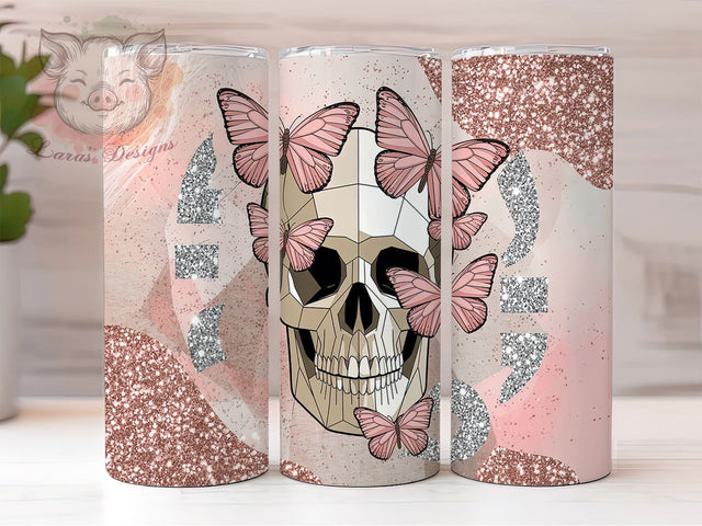 Mystical Butterfly Skull Tumbler Wrap, Mystical Design, Gothic Butterfly, Enchanted Skull, Sublimation Template, 20oz Tumbler Wrap, Fantasy Skull Gift Sublimation Lara' s Designs 