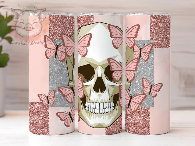 Mystical Butterfly Skull Tumbler Wrap, Mystical Design, Gothic Butterfly, Enchanted Skull, Sublimation Template, 20oz Tumbler Wrap, Fantasy Skull Gift Sublimation Lara' s Designs 