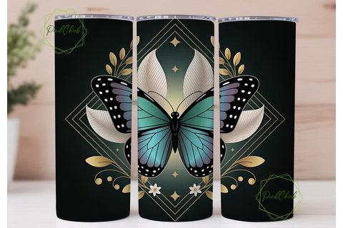 Mystical Butterfly Tumbler Wrap PNG Sublimation PixelChick 