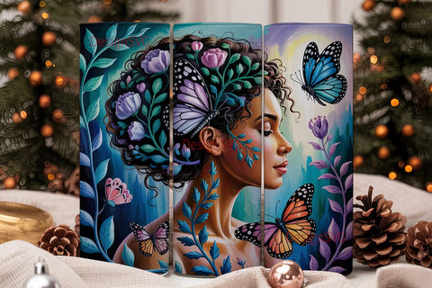 Mystical Butterfly Woman 20oz Tumbler Sublimation DesignSVG 