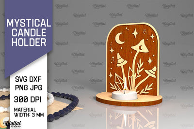 Mystical Candle Holder Laser Cut. Magic Design SVG SVG Evgenyia Guschina 
