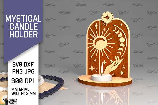 Mystical Candle Holder Laser Cut. Magic Design SVG SVG Evgenyia Guschina 